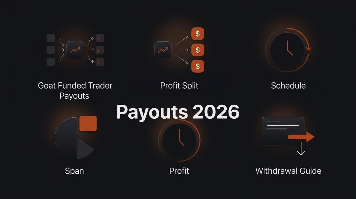Goat Funded Trader Payouts 2026: Profit Split, Schedule & Withdrawal Guide — Goat Funded Trader profit split — futures trading platform context, abstract editorial illustration