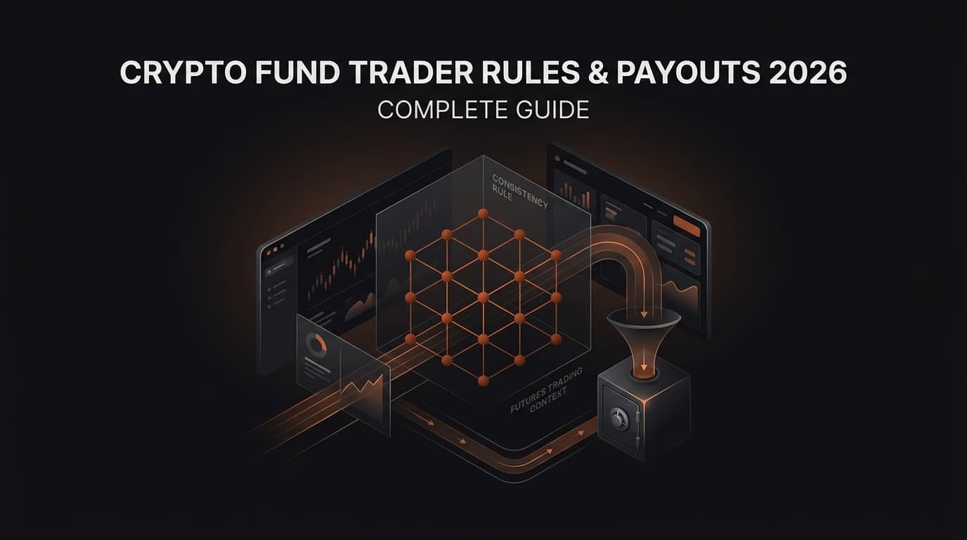 Crypto Fund Trader Rules and Payouts 2026: Complete Guide — Crypto Fund Trader consistency rule — futures trading platform context, abstract editorial illustration