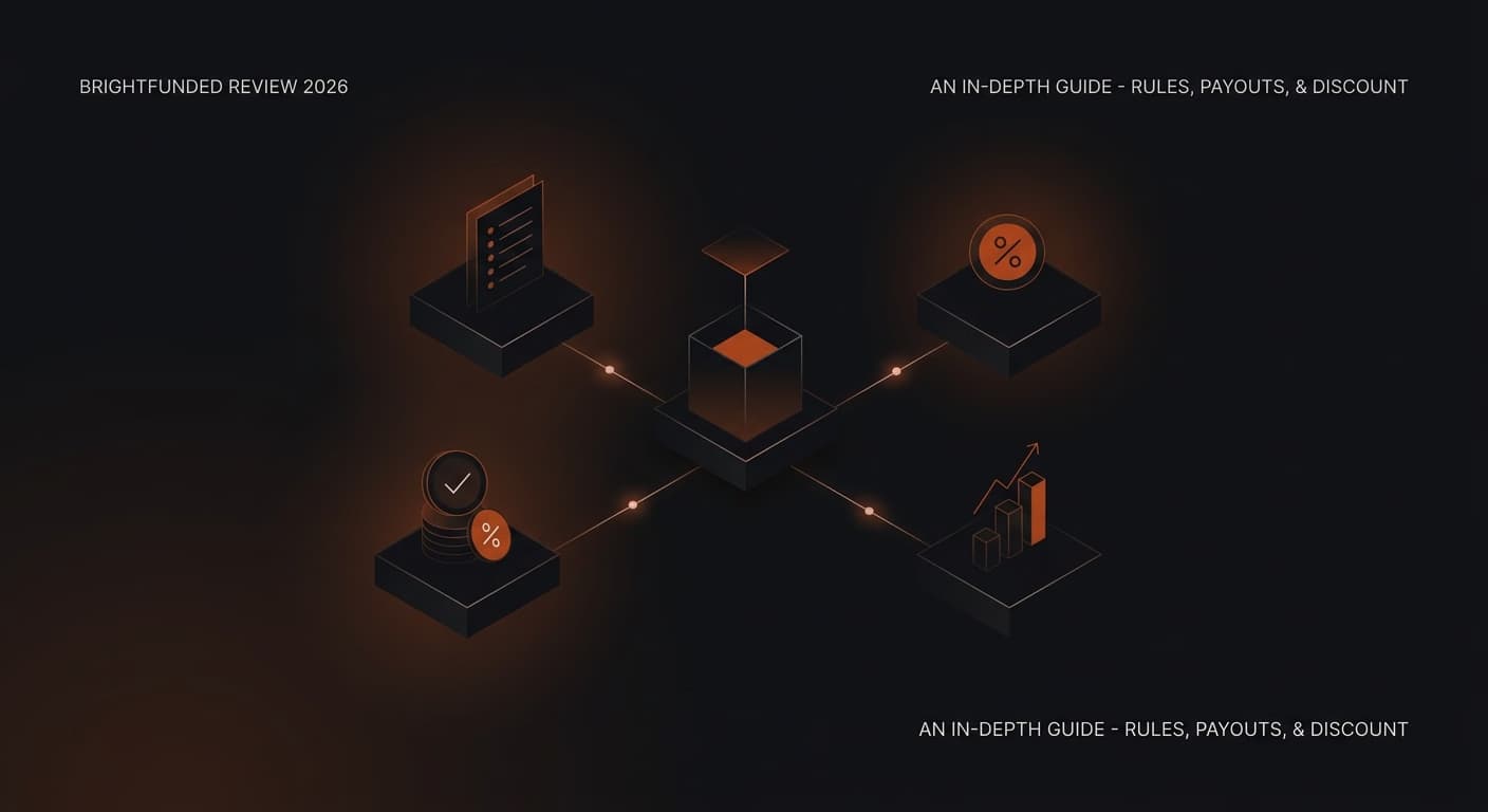 BrightFunded Review 2026: An In-Depth Guide - Rules, Payouts, and Discount ā is Brightfunded legit ā futures trading platform context, abstract editorial illustration