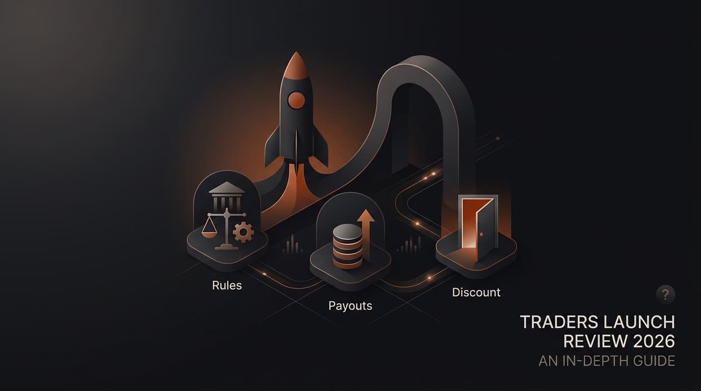 Traders Launch Review 2026: An In-Depth Guide - Rules, Payouts, and Discount โ is Traders Launch legit โ futures trading platform context, abstract editorial illustration